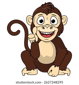 Cartoon Illustration of a Cheerful Monkey