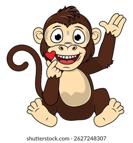 Cartoon Illustration of a Cheerful Monkey