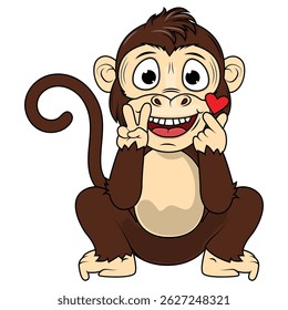 Cartoon Illustration of a Cheerful Monkey
