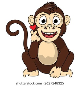 Cartoon Illustration of a Cheerful Monkey