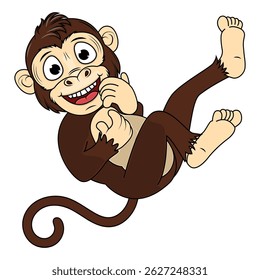 Cartoon Illustration of a Cheerful Monkey