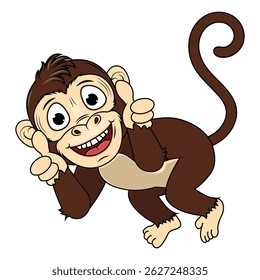 Cartoon Illustration of a Cheerful Monkey