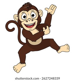 Cartoon Illustration of a Cheerful Monkey