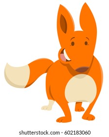 Cartoon Illustration of Cheerful Red Fox Animal Character