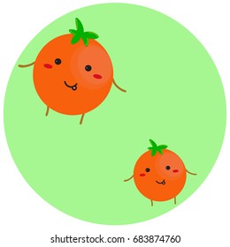 Cartoon illustration of a cheerful tomato.