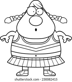 A cartoon illustration of a cheerleader looking surprised.