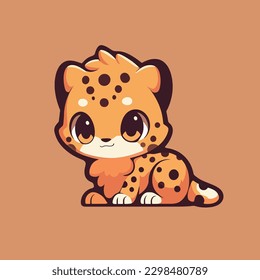 A cartoon illustration of a cheetah with a cute face