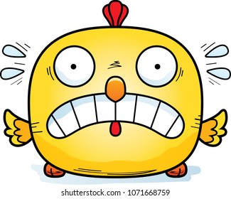 A Cartoon Illustration Of A Chicken Looking Scared.