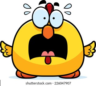 A Cartoon Illustration Of A Chicken Looking Scared.