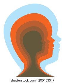 Cartoon illustration of a child mind or head profile 