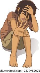 cartoon illustration of children abuse