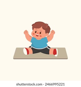 cartoon illustration of children playing fitnes. characters doing sports with a simple happy concept