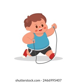 cartoon illustration of children playing jump rope. characters doing sports with a simple happy concept
