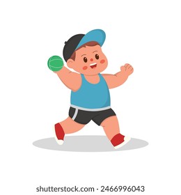 cartoon illustration of children playing tenis. characters doing sports with a simple happy concept