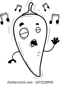A cartoon illustration of a chili pepper singing.