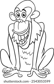 Cartoon illustration of chimpanzee ape animal character coloring page