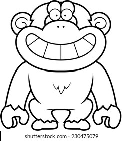 A cartoon illustration of a chimpanzee grinning.