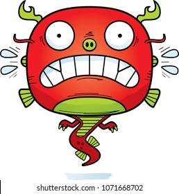 A cartoon illustration of a Chinese dragon looking scared.