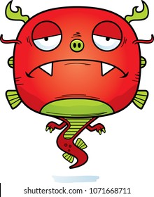 A cartoon illustration of a Chinese dragon looking sad.