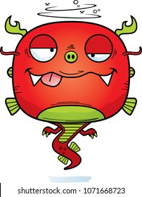 A cartoon illustration of a Chinese dragon looking drunk.