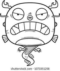 A cartoon illustration of a Chinese dragon looking angry.