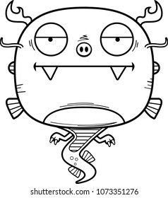 A cartoon illustration of a Chinese dragon looking bored.