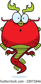 A cartoon illustration of a Chinese dragon looking surprised.
