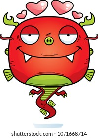 A cartoon illustration of a Chinese dragon in love.