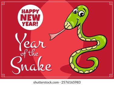 Cartoon illustration of Chinese New Year graphic design with snake character