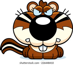 A cartoon illustration of a chipmunk with an angry expression.