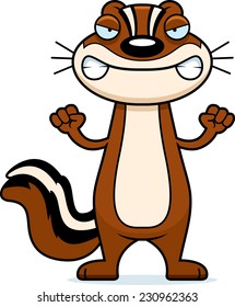 A cartoon illustration of a chipmunk looking angry.