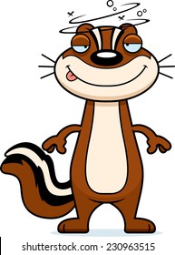 A cartoon illustration of a chipmunk looking drunk.
