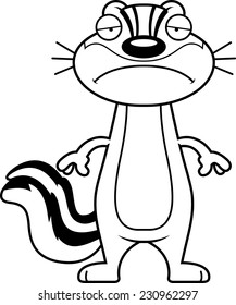 A cartoon illustration of a chipmunk looking sad.