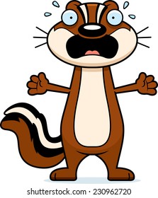 A cartoon illustration of a chipmunk looking scared.