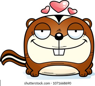 A cartoon illustration of a chipmunk with an in love expression.
