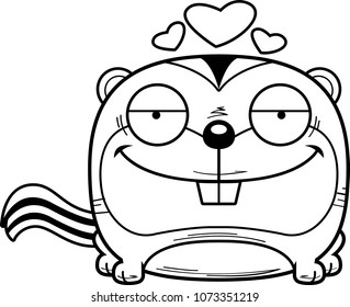 A cartoon illustration of a chipmunk with an in love expression.