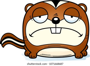A cartoon illustration of a chipmunk with a sad expression.