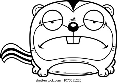 A cartoon illustration of a chipmunk with a sad expression.