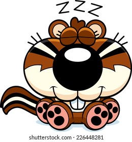 A cartoon illustration of a chipmunk taking a nap.