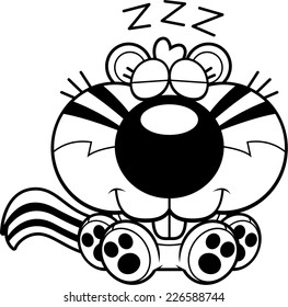 A cartoon illustration of a chipmunk taking a nap.