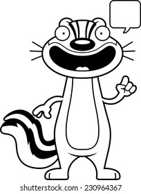 A cartoon illustration of a chipmunk talking.