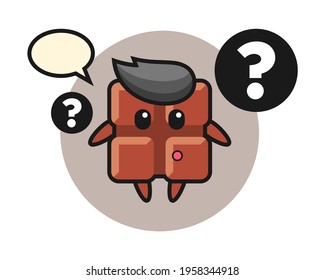 Cartoon illustration of chocolate bar with the question mark, cute style design for t shirt, sticker, logo element