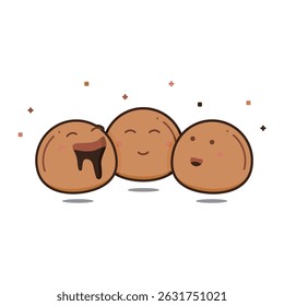 cartoon illustration of chocolate cookies with expressive face