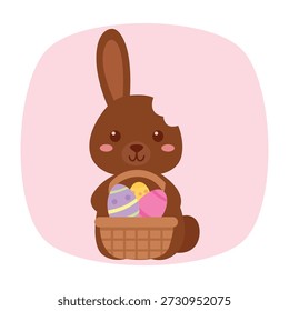 
Cartoon illustration of a chocolate easter bunny