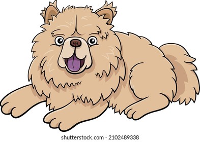 Cartoon illustration of Chow Chow puppy purebred dog animal character