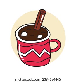 cartoon Illustration of Christmas drink. cocoa, hot chocolate