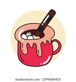 cartoon Illustration of Christmas drink. cocoa, hot chocolate