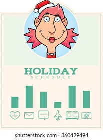 A cartoon illustration of a Christmas graphic with an elf.