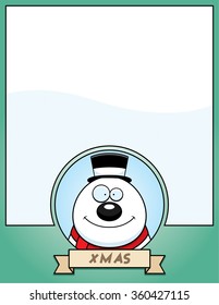 A cartoon illustration of a Christmas graphic with a snowman.