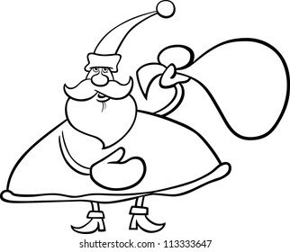 Cartoon Illustration of Christmas Santa Claus or Papa Noel for Coloring Book